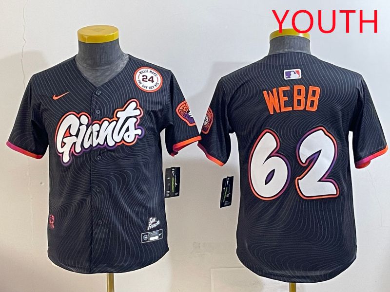 Youth San Francisco Giants #62 Webb Black Joint Name 2025 Nike MLB Jersey style 10->youth mlb jersey->Youth Jersey